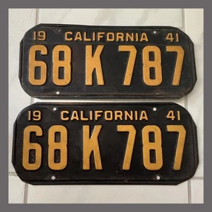 Coppia Targhe Auto Passeggero 1941 1942 CALIFORNIA Originali DMV Trasparenti YOM - Foto 1 di 1