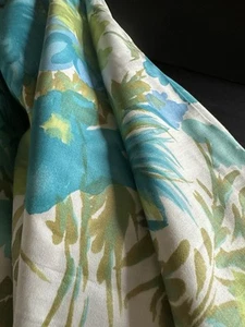 Vtg Silk Blue Floral Fabric 50’s-60’s Schwartz Liebman Textiles 5yds +14” - Picture 1 of 23