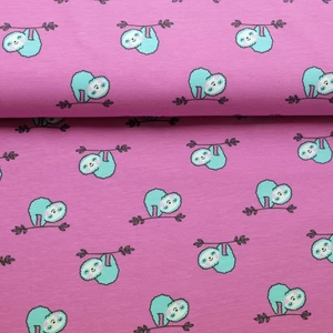 0,5 m Jersey Stoff Faultier, beere - Bild 1 von 4