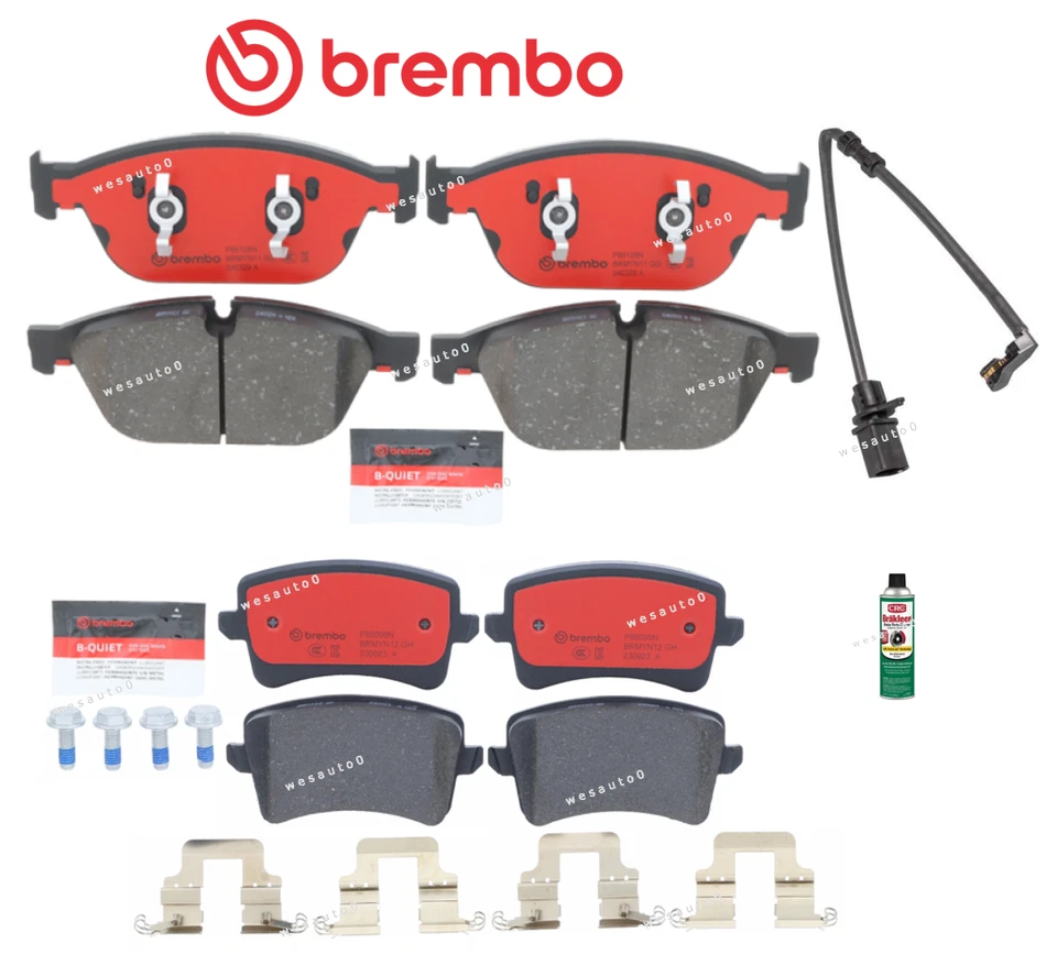 Front Brake & Rear Brake Pad OES Ceramic +Sensor +Cleaner for Audi SQ5 14-17 Foto 1 de 1