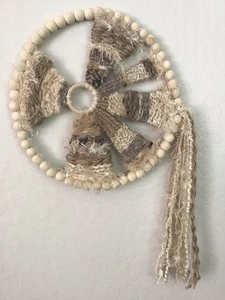 Boho Wall Art Hoop and Yarn Wall Hanging. Tan - Picture 1 of 2