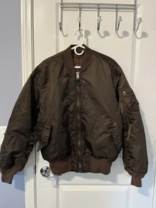 Alpha Industries MA-1 Reversible Bomber Flight Jacket Size Large Brown Coat - Picture 1 of 18