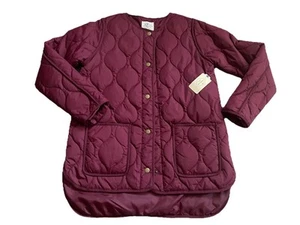NWT St John's Bay Women's Quilted Coat Jacket Size PM Snap Front Ruby color - Picture 1 of 13