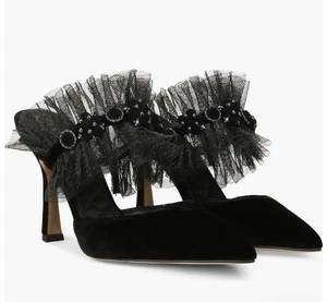 Sam Edelman Hughes schwarze hochhackige Samt-Pantoletten UVP 160 $ 11 M neu - Bild 1 von 12