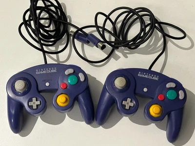 Official Nintendo Gamecube Controller Purple / Indigo Tested & Working x 2 - Image 1 of 2