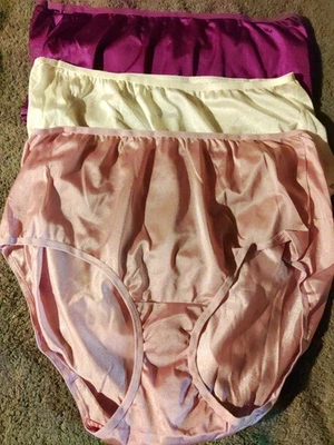3 Pares Talla 10 Vintage Fruit of the Loom Brief 100% Nylon Bragas Suave Sedoso Foto 1 de 3