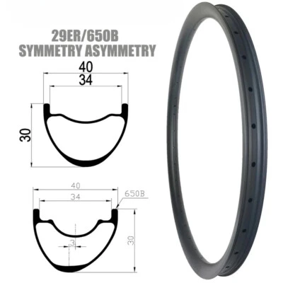 29er 27.5er 650B Mountain Bike Rim 24 28H Tubeless Bicycle Carbon Fiber Wheels - Image 1 of 4