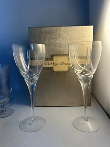 Lenox Cristal Grabado Remolino de Mar 2 Copas de Agua de Vino 8.5" - Imagen 1 de 4