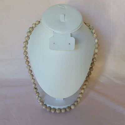 Colar bege fóssil japser pedra frisada atado à mão chakra raiz contínua - Imagem 1 de 4