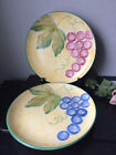 2x Side Plate Ceramic Yellow Blue Pink Grapes Table Crockery Round Dessert Plate