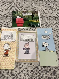 LOTE de 4 tarjetas de felicitación de colección SIN USAR Peanuts Snoopy Linus sello/embajador - Imagen 1 de 13