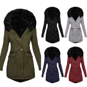 Women's Warm Long Coat Hooded Coat Winter Padded Jacket Slim Parka Outwear ∂ - Picture 1 of 14