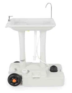 Mobiles Premium Outdoor-Waschbecken mit Fußpumpe, Handtuchhalter & Seifenspender - Bild 1 von 9