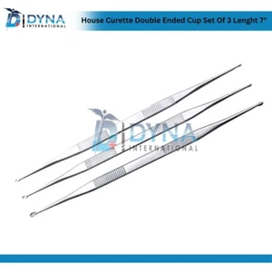 House Curette Double Ended Cup Set Of 3 Lenght 7" ENT Instruments - Picture 1 of 6