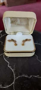 Vintage Black Hills Gold Earrings 10k W/14K Posts - Picture 1 of 5