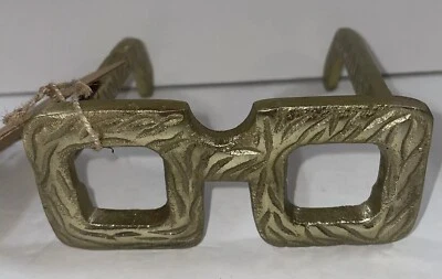 "Vidrios de latón dorado escultura decoración de estante decorativo 5x5,5"" nuevo con etiquetas estilo Elton John" Foto 1 de 4