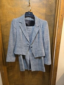 Vintage Peabody House Womens Suit Skirt Blazer11/12Gray English Tweed Romania - Picture 1 of 3