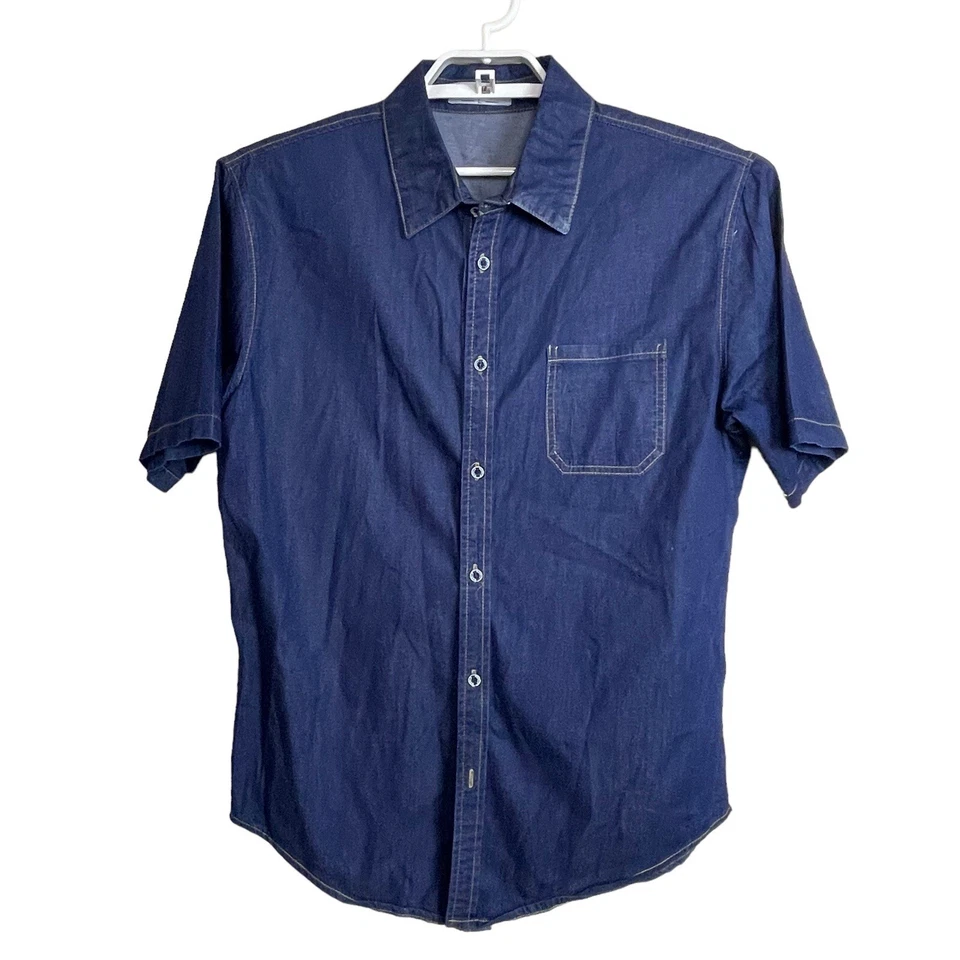 Camisa de mezclilla manga corta vintage con botones delanteros azul talla L de PJ Paul Jones para hombre Foto 1 de 4