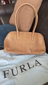 Furla Vintage Brown/Yellow Lizard Skin Handbag With Dust bag - Picture 1 of 5
