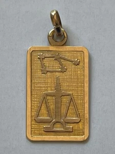14K massiver Gelbgold rechteckiger Sternzeichen Waage Tafel Anhänger 1,43g - Bild 1 von 4