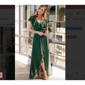 NWT Sold Out Baltic Born Katya Ruffle Maxi Dress Evergreen Emerald XXXL - Picture 1 of 11