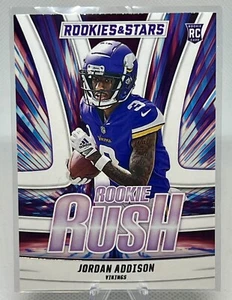 JORDAN ADDISON RC 2023 Rookies & Stars Rookie Rush #RR-12 Minnesota Vikings - Picture 1 of 2