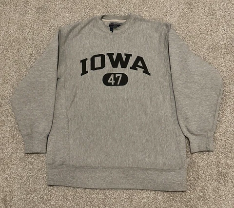 Vintage Iowa Hawkeyes Sweatshirt Mens Large Gray Champion Reverse Weave 90s Cover