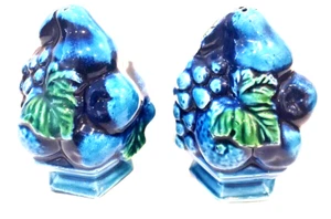 Vintage Inarco Salt Pepper Shakers Blue Mood Indigo Cornucopia E-2371 Japan - Picture 1 of 9