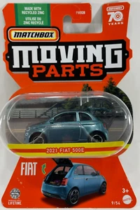 Matchbox - Moving Parts 2021 Fiat 500e - Scale 1:64 - Blue - Picture 1 of 2
