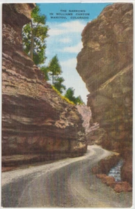 WILLIAMS CANYON, MANITOU COLORADO, THE NARROWS, VINTAGE LINEN POSTCARD 1U1 - Picture 1 of 2