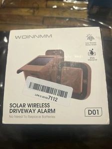 Woinnmm Solar Wireless Driveway Alarm, Outdoor Weatherproof Used Black - Picture 1 of 4