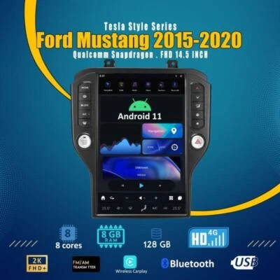 Android11 Tesla Style Smart Radio Gps Vertical Screen Fit Ford Mustang 2015-2022 - Image 1 of 4