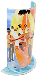 SEBINO ARTE Candle/Lamp Holder Fused Glass Jazz Theme Hand Made New - Picture 1 of 12