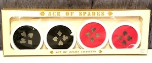 8 Vintage Plastic Coasters VGC Box Is A Little Damaged Card Poker Theme - Picture 1 of 12