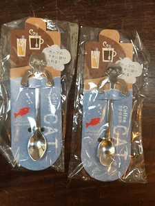 Juego de 2, agitadores de cucharas para gatos, perchas para tazas de metal, agitador de café nuevo - Imagen 1 de 5