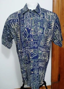Vintage Mens Retro 90's Bugle Boy Shirt Large Men's Button-Front Geometric XL - Picture 1 of 3