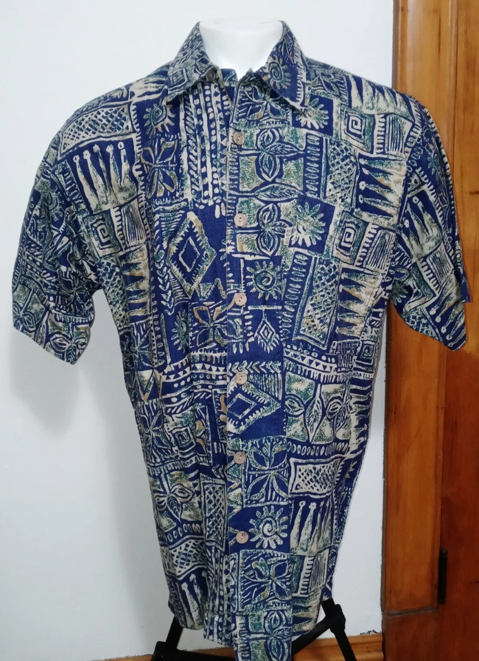 Camisa Vintage Para Hombre Retro Años 90 Bugle Boy Grande Para Hombre Botón Delantero Geométrica XL  Foto 1 de 3