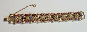 "Brazalete de imitación de cristal rojo AB de colección firmado por Coro década de 1960 7" - Imagen 1 de 6