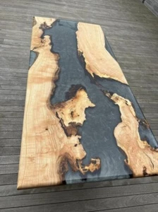 Handmade Black Resin Epoxy Dining Table Top for Home, Coffee Table, Center Table - Picture 1 of 9