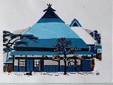 Taizo Minagawa Japanese Woodblock Print Traditional Home - Holiday Card