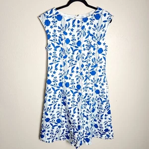 Vestido para mujer Boden 10 clásico azul blanco floral cottage core tucks - Imagen 1 de 12