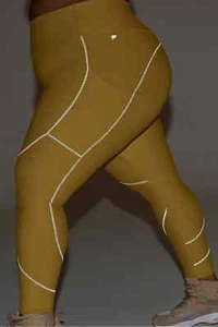 Neu mit Etikett Fabletics Übergröße 4X HOCH Therma Flex HW Leggings "warm oliv" reflektierend - Bild 1 von 8