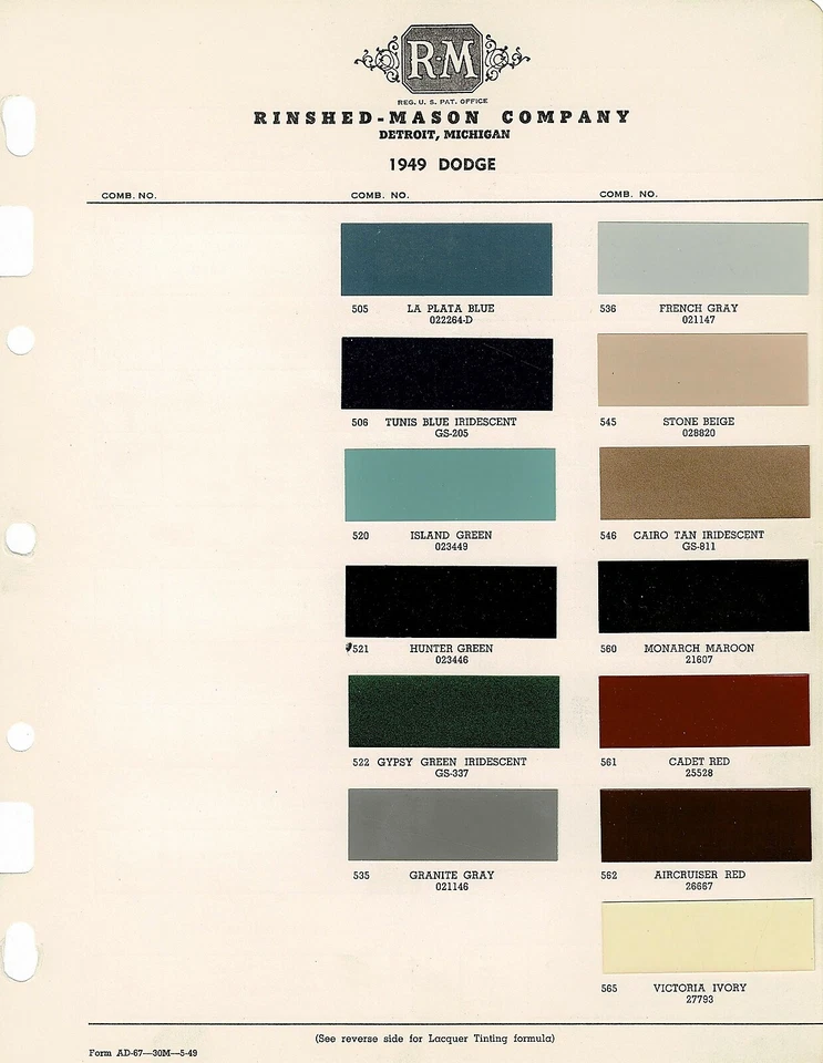 Dodge Coronet Wayfarer 1949 sedán vagón astillas de pintura (R-M) Foto 1 de 1