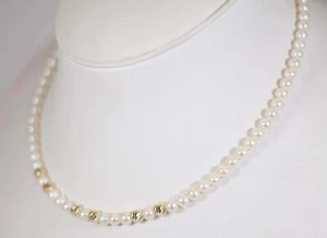 18Kt Gelbgold Halskette mit Naturperlen und Kugeln aus 18Kt Gelbgold B-199A - Bild 1 von 4