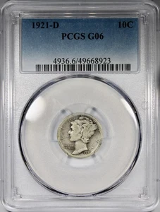 1921-D Mercury Dime PCGS G6 Circulated KEY DATE 10C - Picture 1 of 4