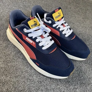 Puma Runtamed Plus Sneakers Uomo Taglia 9,5 Medium Blu Rosso Senape NUOVE - Foto 1 di 8