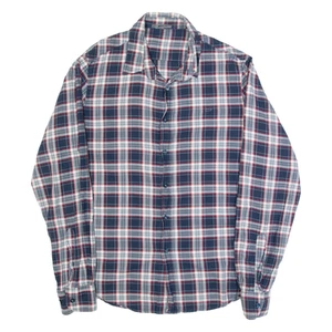 GAS Mens Shirt Blue Check Long Sleeve L - Picture 1 of 6