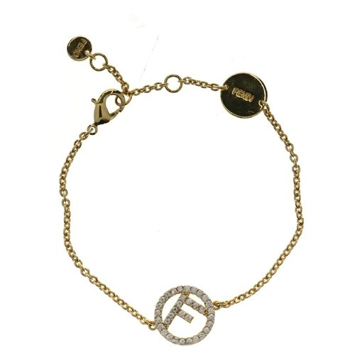 Y0719 Fendi W.Bracciale Bronzo Cubic Zirconia Oro 8Ak712