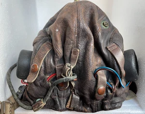 vtg unknown raf leather flying hemet jack plug ear worn rubberised mouth piece - Picture 1 of 11
