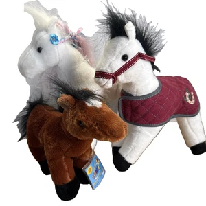 Mixed Lot Of 3 Med /small Horse Plush Webkinz/hug Fun/the Cuddle Toy  - Picture 1 of 9